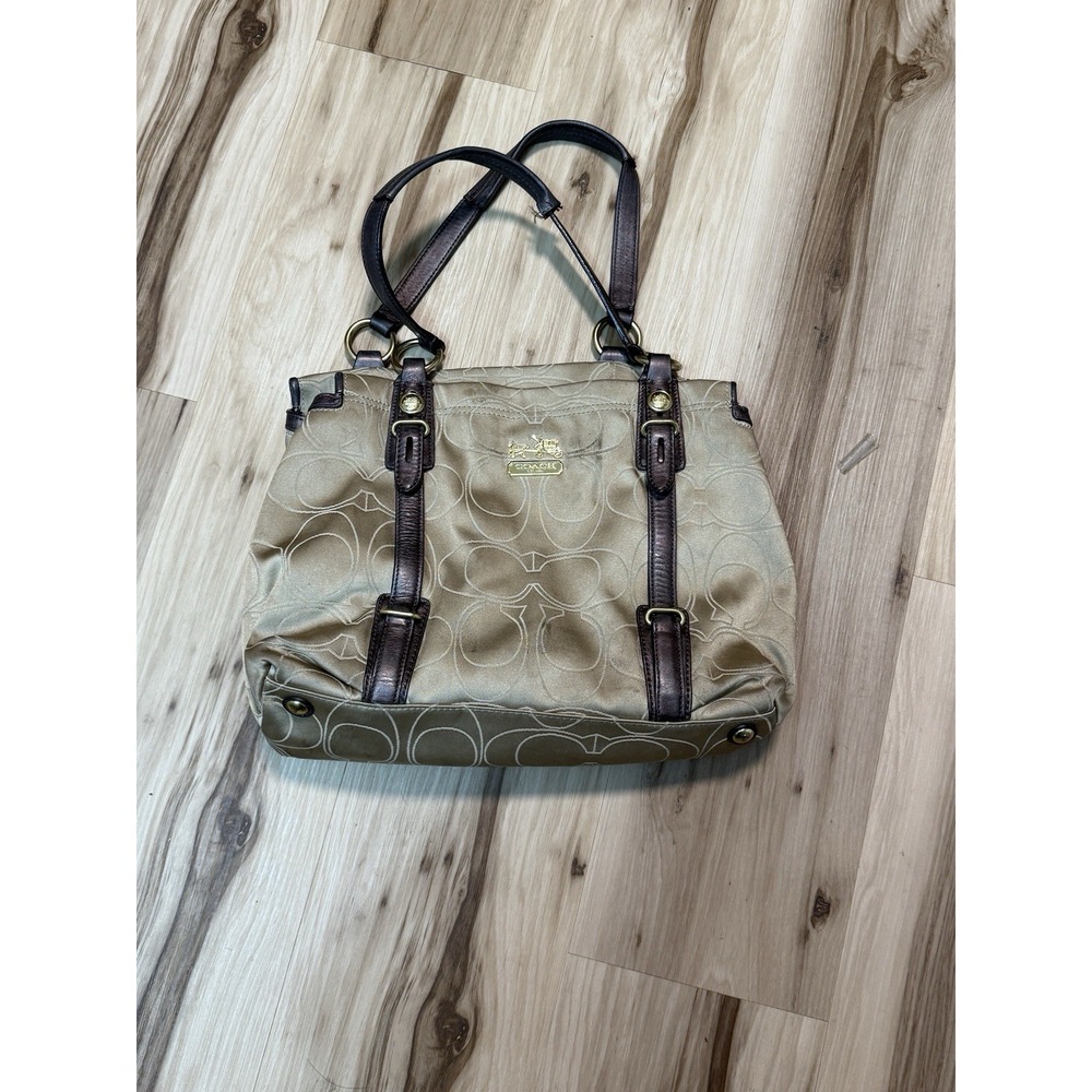 Vintage Y2K-era Coach Mia Signature Outline Carryall Sateen Shoulder Bag